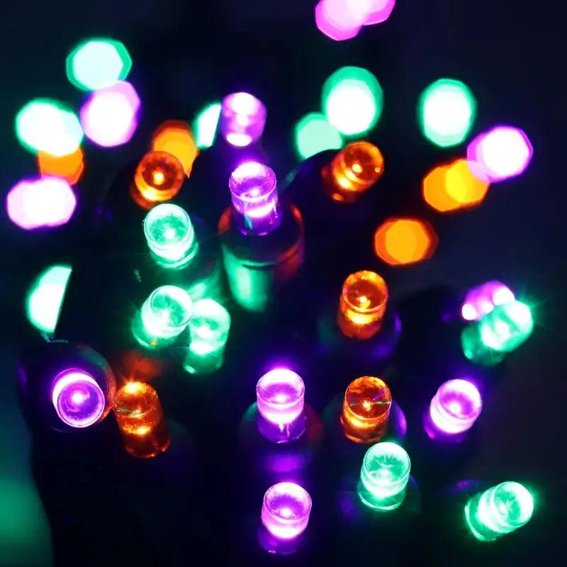 50 5mm ColorSplash Spooky Green, Orange, Purple LED Christmas Lights, 6