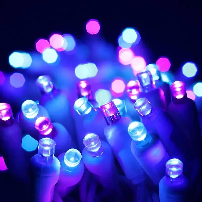 50 5mm ColorSplash Stardust Blue, Purple, Teal LED Christmas Lights, 6