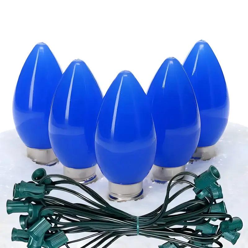 C7 Blue Smooth ProCore LED Christmas Light Bulb String Light Set, 25 Lights, 25'