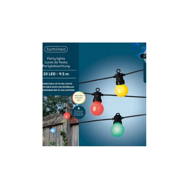 LED partylight gb 8 function twinkle effect outdoor black/multi dia4.5cm x L.950cm