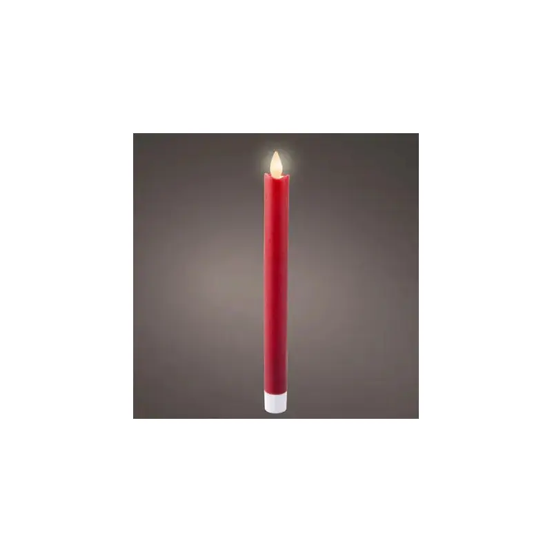 LED waving dinner candle wax flat top steady BO indoor christmas red/warm white dia2.1cm x H.24.5cm
