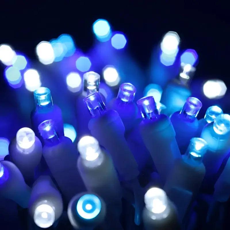 50 5mm ColorSplash Arctic Blue, Cool White, Teal LED Christmas Lights, 6