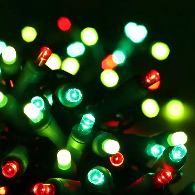 50 5mm ColorSplash Holly Red, Green, Lime Green LED Christmas Lights, 6