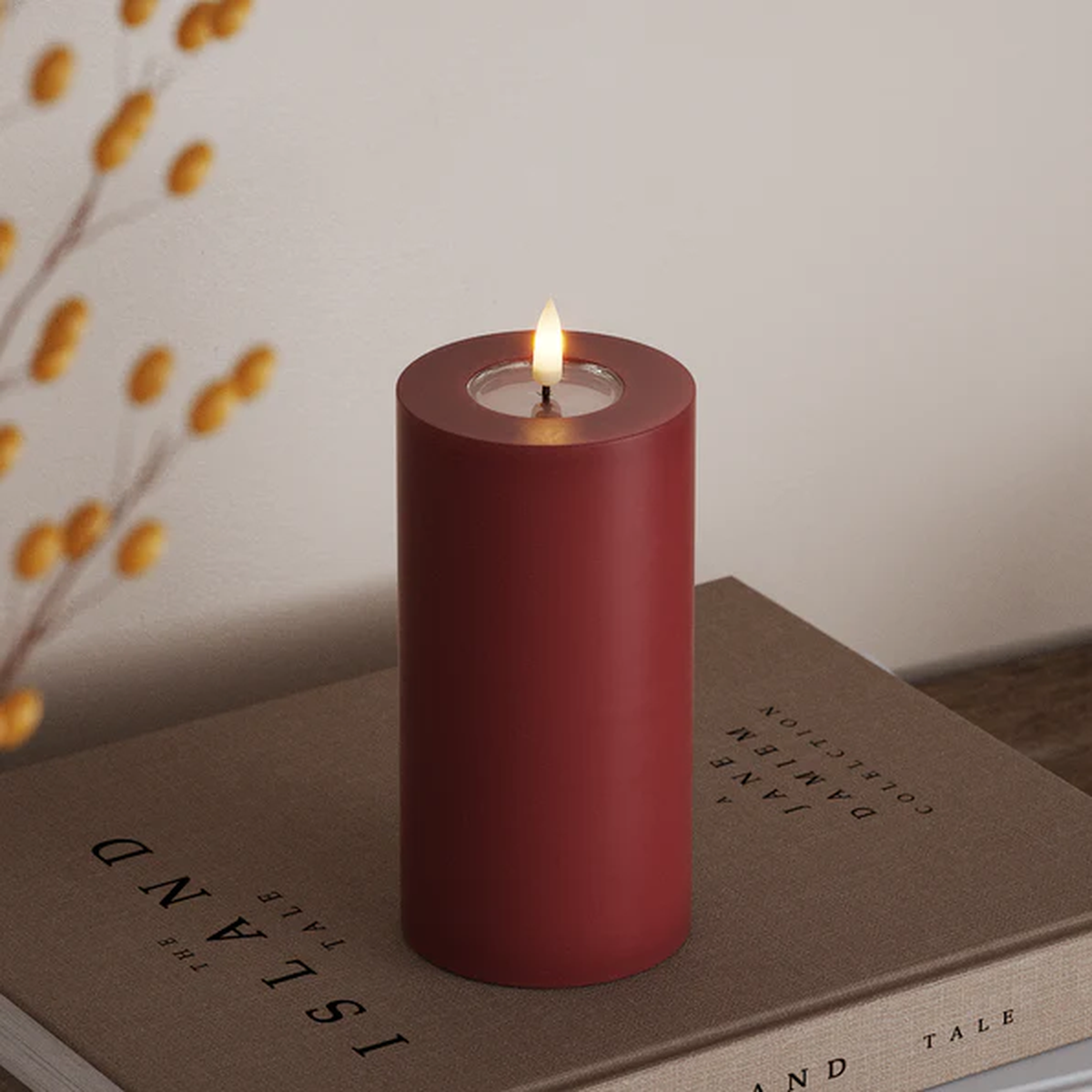 Bordeaux LED Candle 7.5 x 15 cm