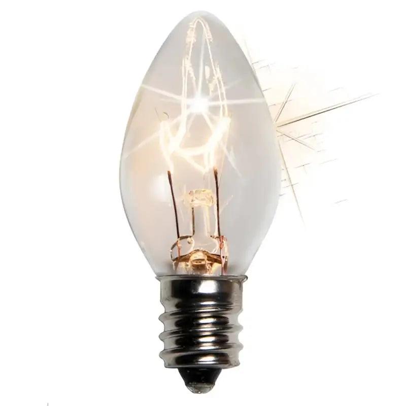 C7 Incandescent Christmas Light Bulbs, Clear TWINKLE, Transparent, Pack of 25