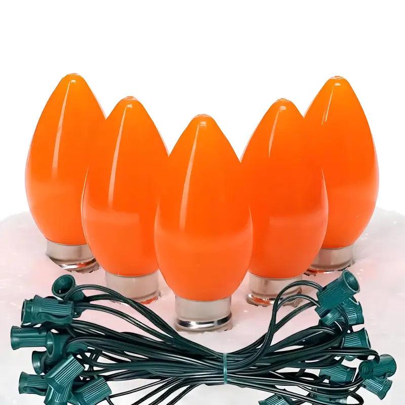 C7 Orange Smooth ProCore LED Christmas Light Bulb String Light Set, 25 Lights, 25'