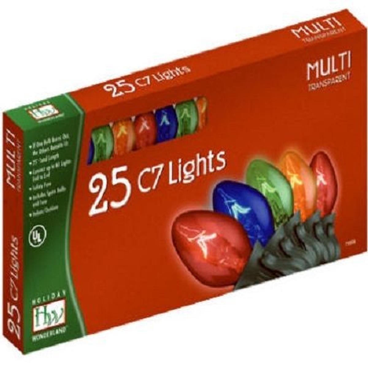Holiday Wonderland 525-88 25 Count Transparent Multi-Color C7 Christmas Light Set - Quantity of 12