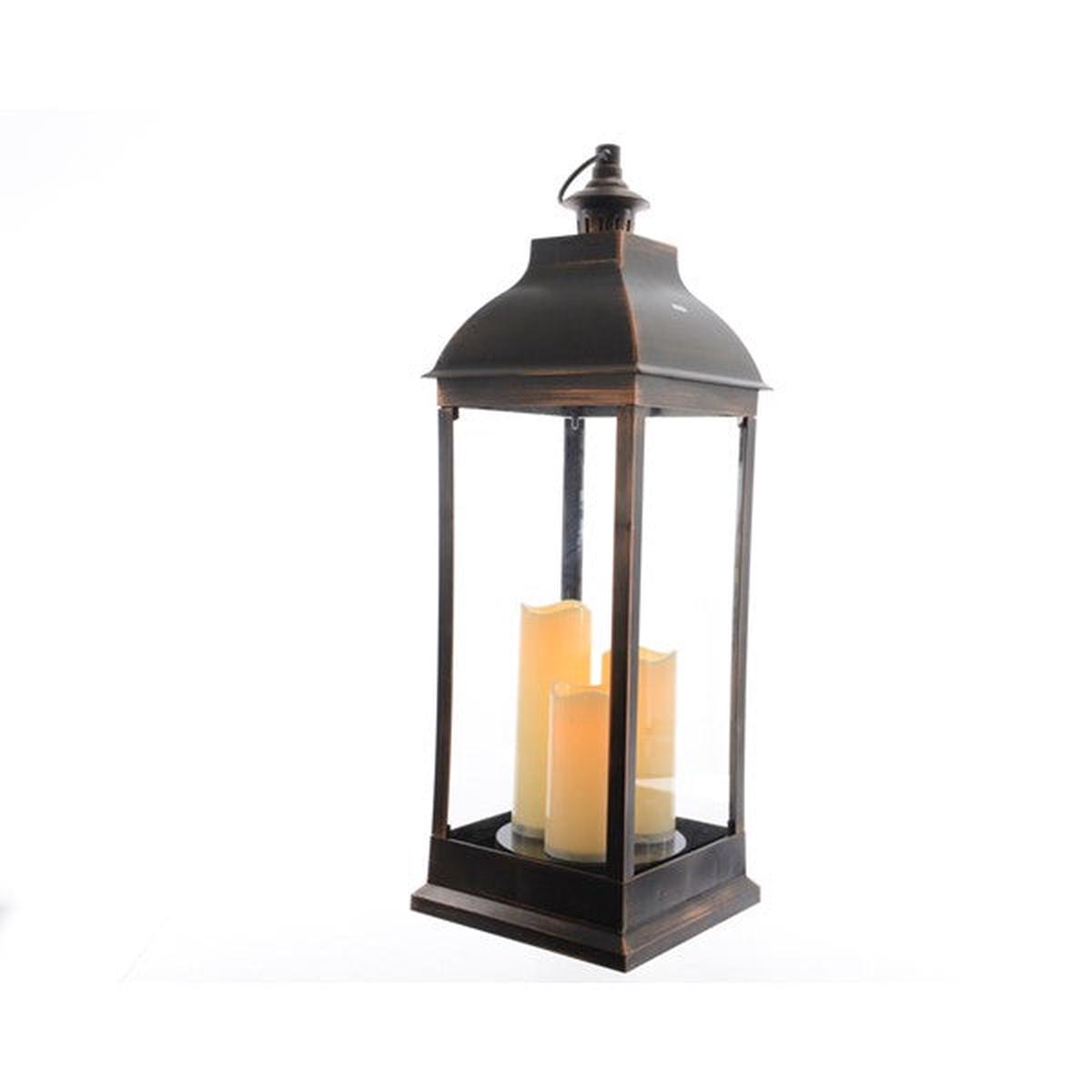 LED plc lantern w candles oubo24x24x70cm
