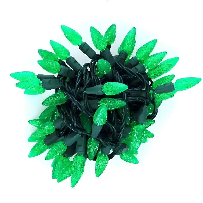 100 C6 Green LED Christmas Light Set, 4
