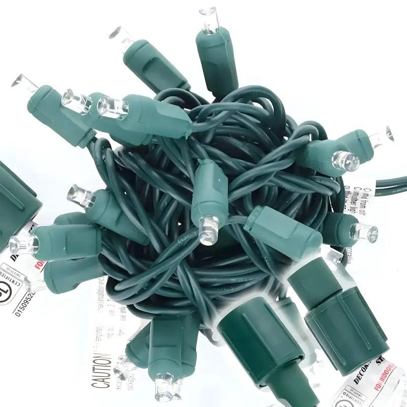 25 5mm Cool White Commercial Co-Axial LED Christmas Lights, 4