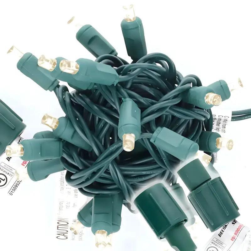 25 5mm Warm White Commercial Co-Axial LED Christmas Lights, 4