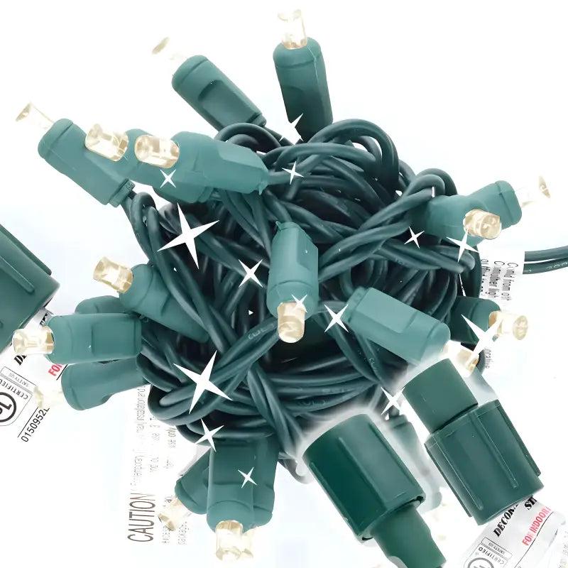 25 5mm Warm White Twinkle Commercial Co-Axial LED Christmas Lights, 4