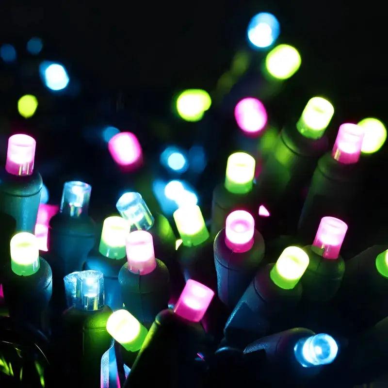 50 5mm ColorSplash Havana Teal, Lime Green, Pink LED Christmas Lights, 6