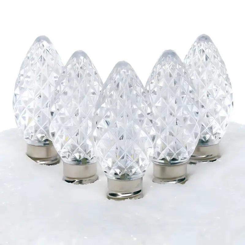 C7 Cool White Faceted ProCore LED Christmas Light Bulbs