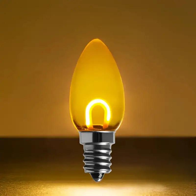 C7 Gold Transparent Shatterproof LED Filament Vintage Christmas Light Bulb, Pack of 5
