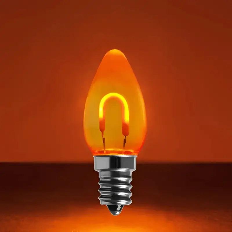 C7 Orange Transparent Shatterproof LED Filament Vintage Christmas Light Bulb, Pack of 5