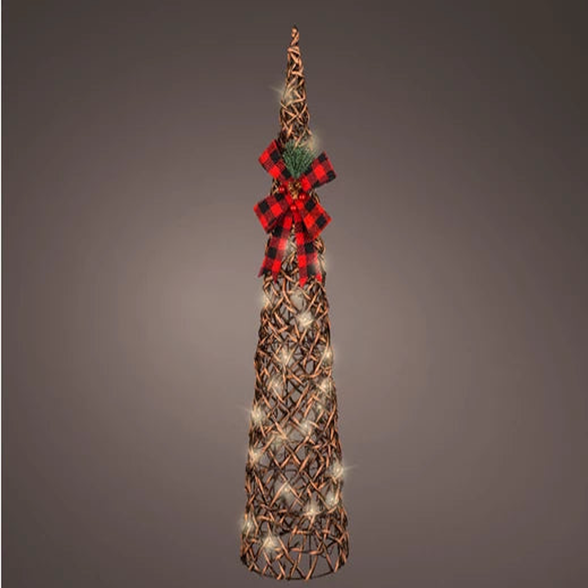 LED cone rattan steady BO indoor brown/warm white H.78cmD.19.5cm