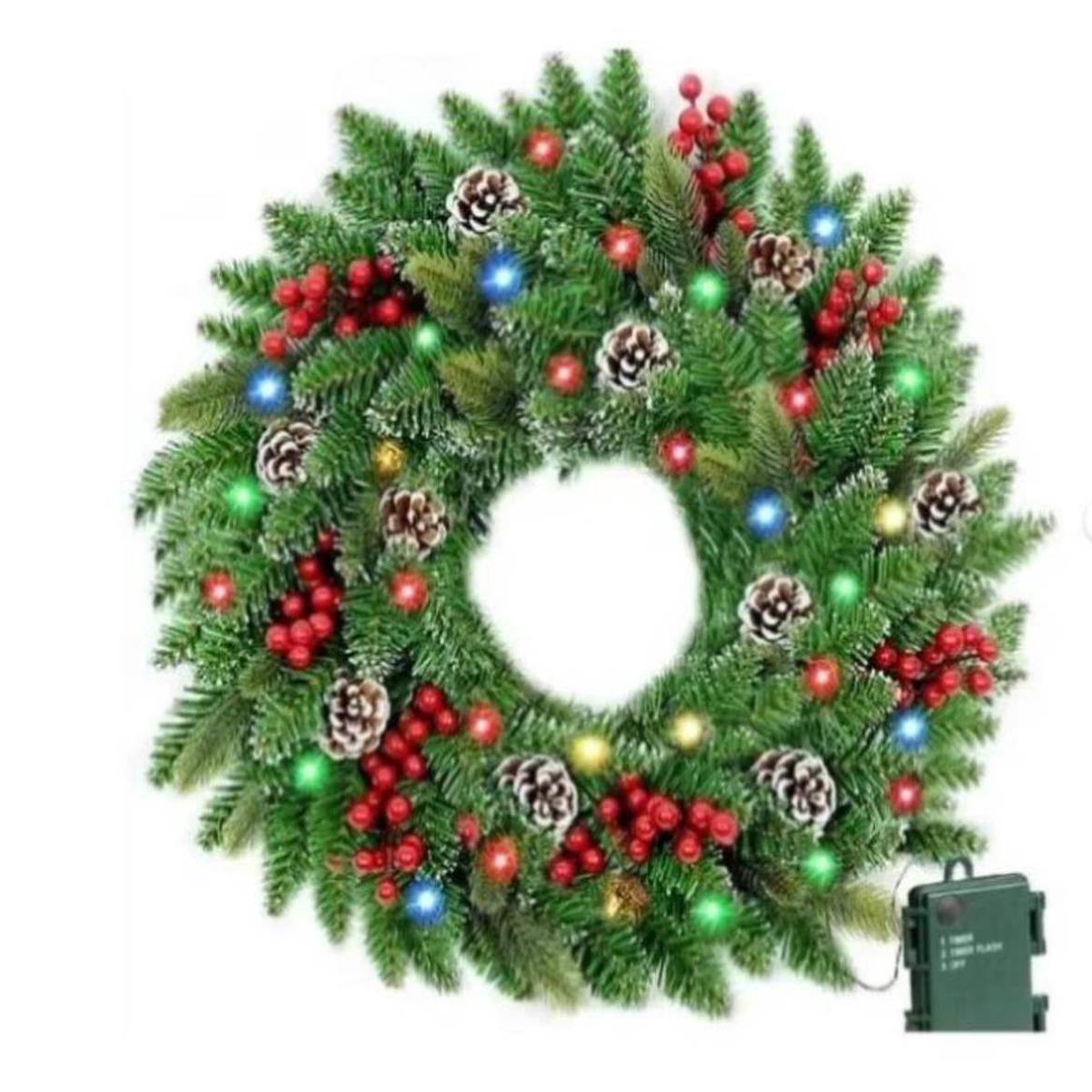 Pre-Lit Christmas Wreath With Led Lights V1142-LP000404