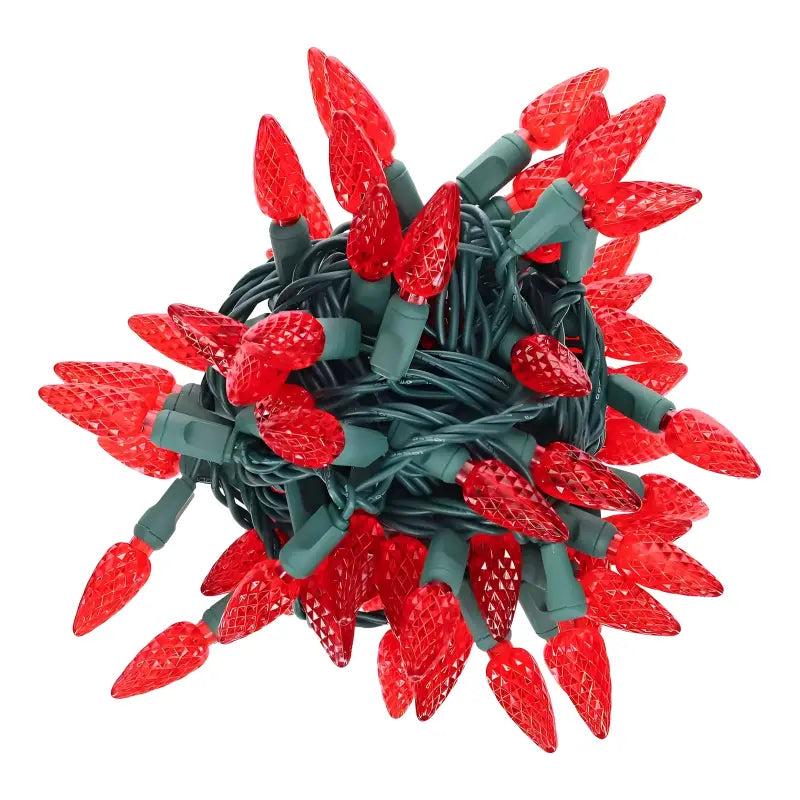 100 C6 Red LED Christmas Lights, 4