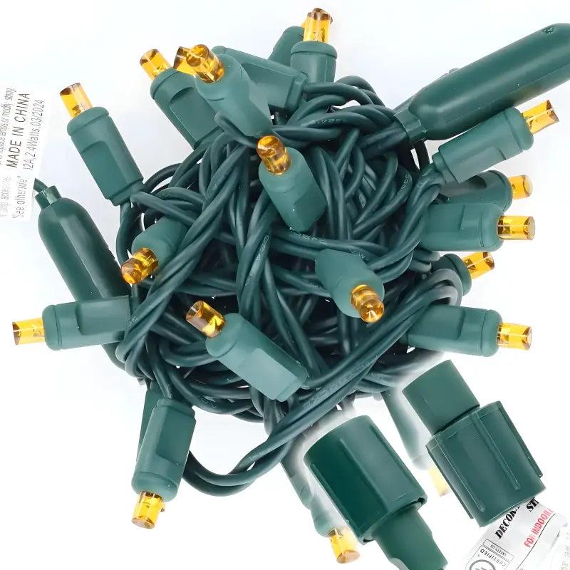25 5mm Orange Commercial Co-Axial LED Christmas Lights, 4