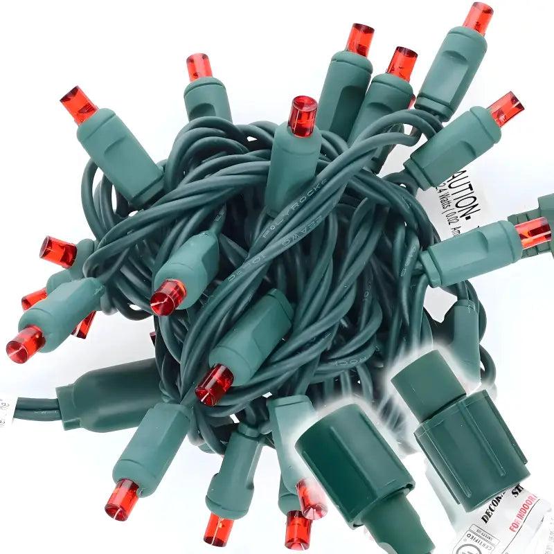 25 5mm Red Commercial Co-Axial LED Christmas Lights, 4