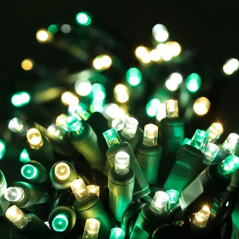 50 5mm ColorSplash Winter Warm White, Cool White, Green LED Christmas Lights, 6