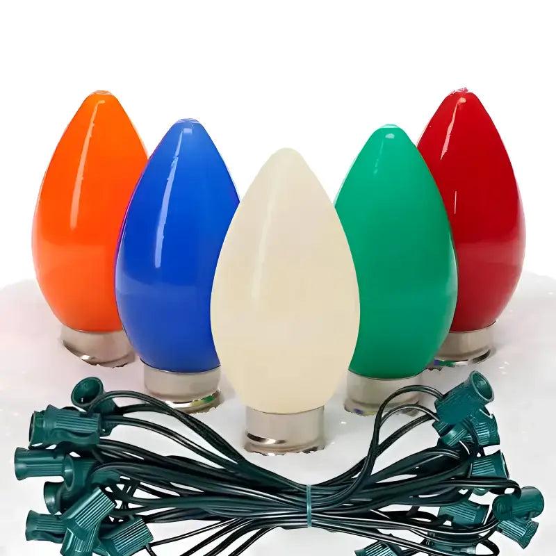 C7 Multicolor Smooth ProCore LED Christmas Light Bulb String Light Set, 25 Lights, 25'