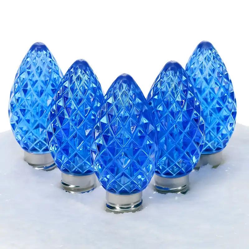 C7 Blue Faceted ProCore LED Christmas Light Bulbs
