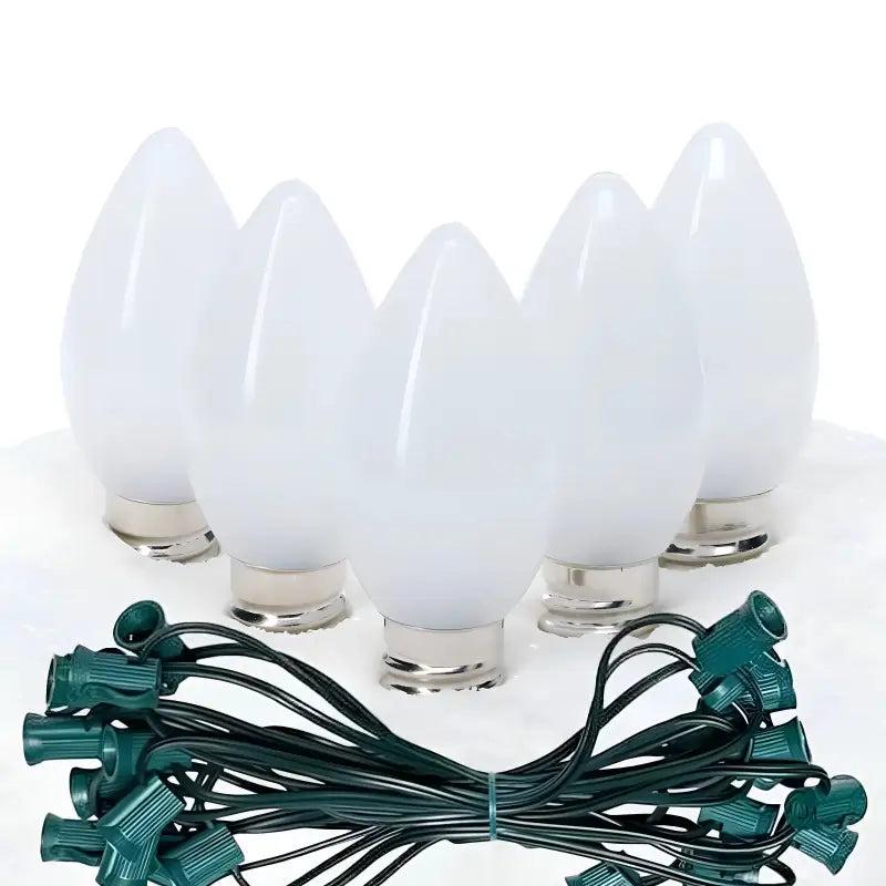 C7 Cool White Smooth ProCore LED Christmas Light Bulb String Light Set, 25 Lights, 25'