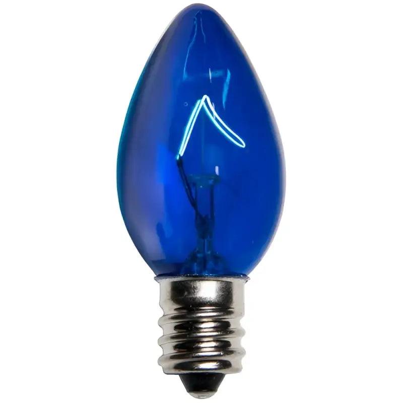 C7 Incandescent Christmas Light Bulbs, Blue, Transparent, Pack of 25