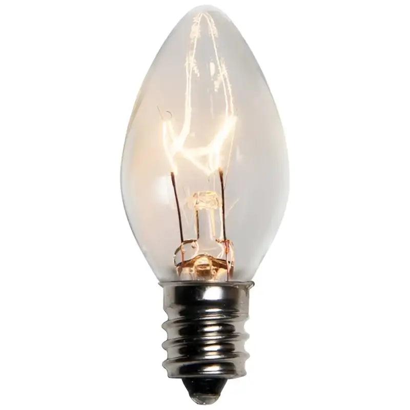 C7 Incandescent Christmas Light Bulbs, Clear, Transparent, Pack of 25