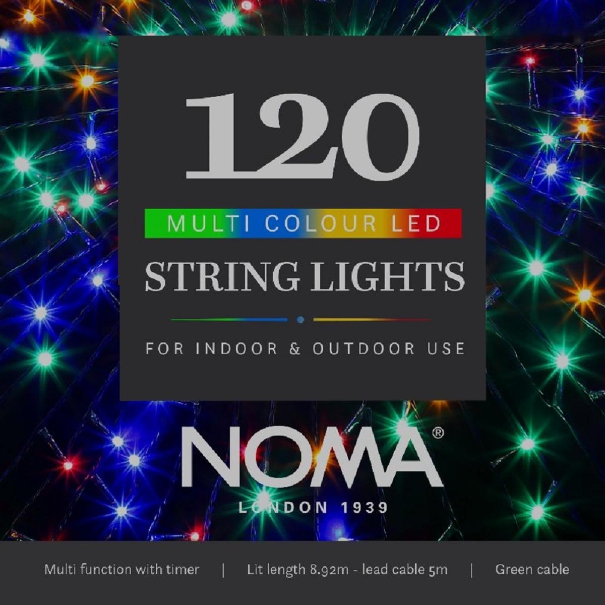 Noma 8712GM 120 Multicolour Multifunction String Lights With Green Cable