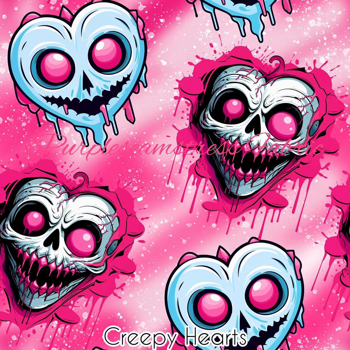 Creepy Hearts  Fabric