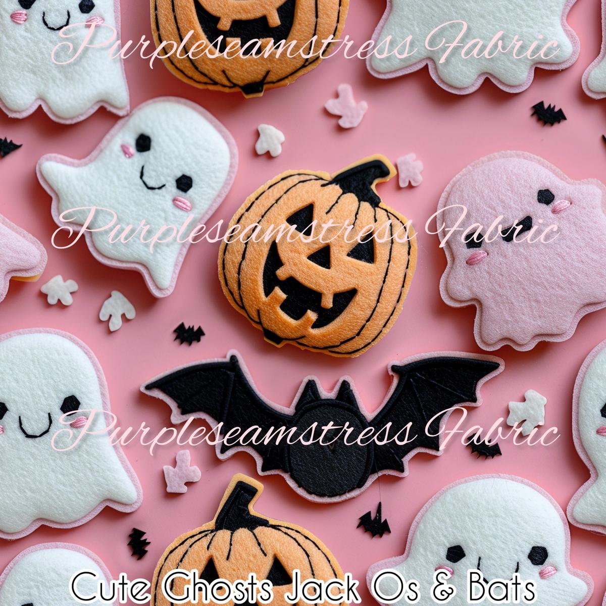 Cute Ghost Jack Os & Bats  Fabric