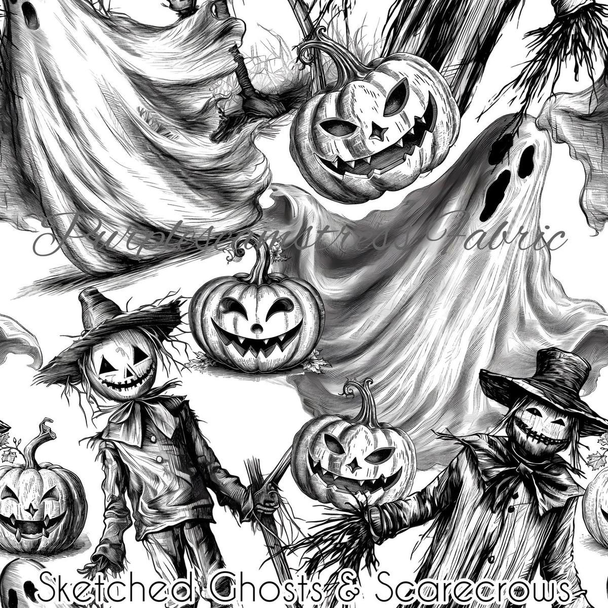 Sketched Ghosts & Scarecrows ...