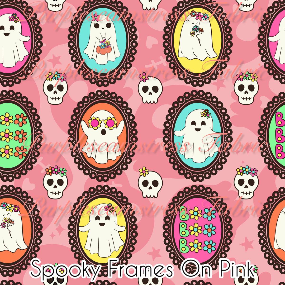 Spooky Frames on Pink  Fabric