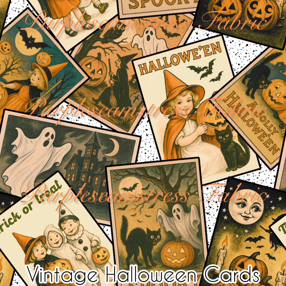 Vintage Halloween Card  Fabric