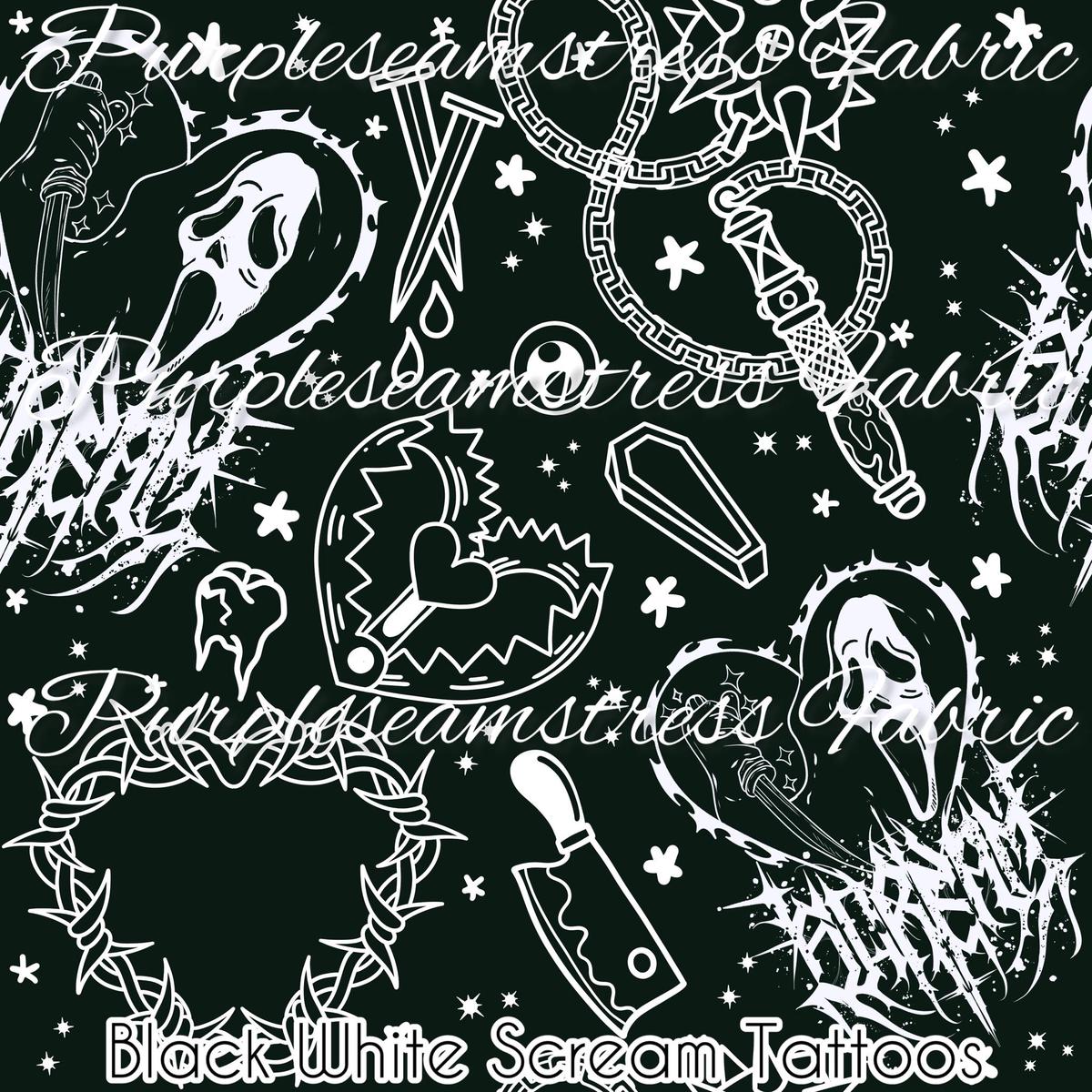 Black White Scream Tattoos  Fabric