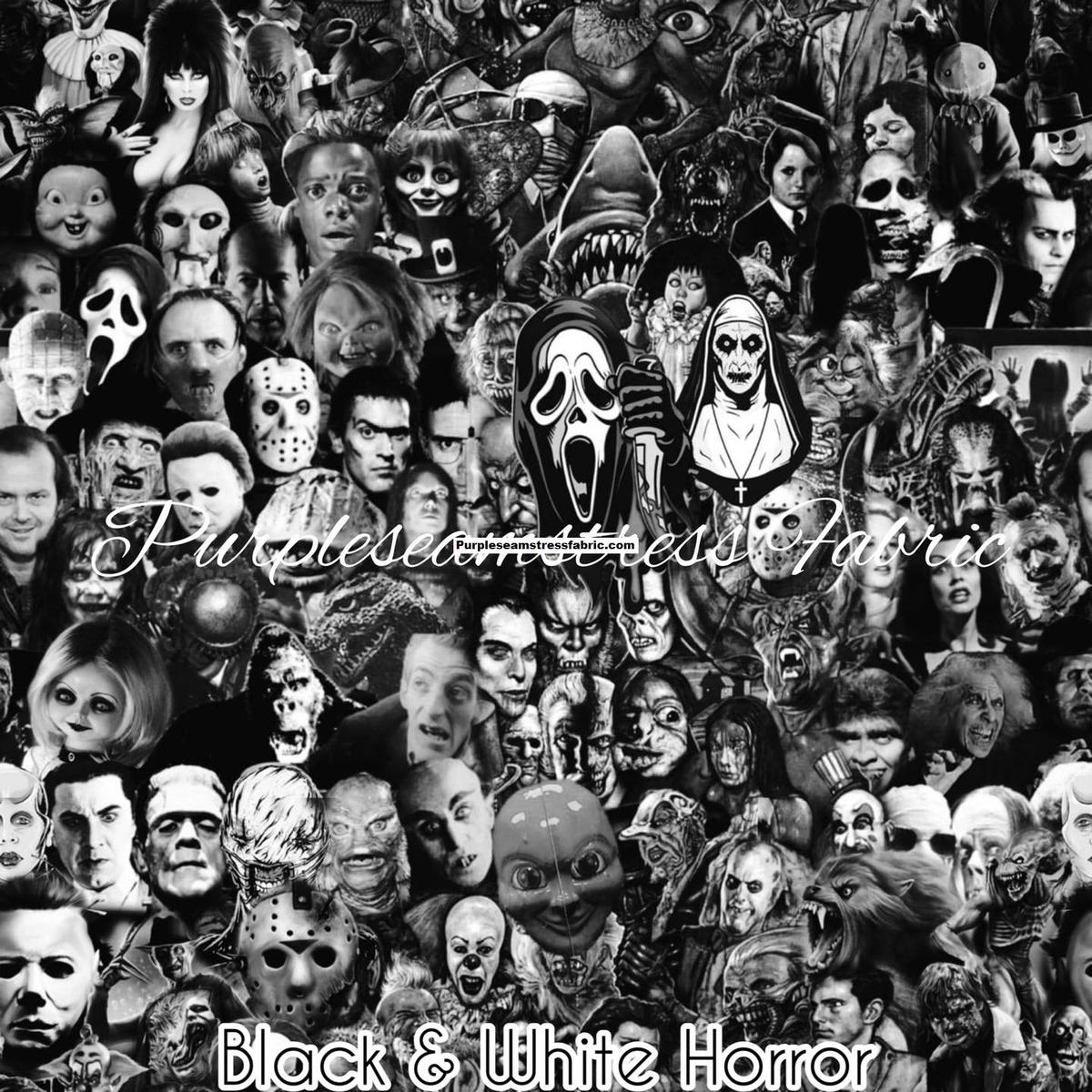 Black & White Horror  Fabric
