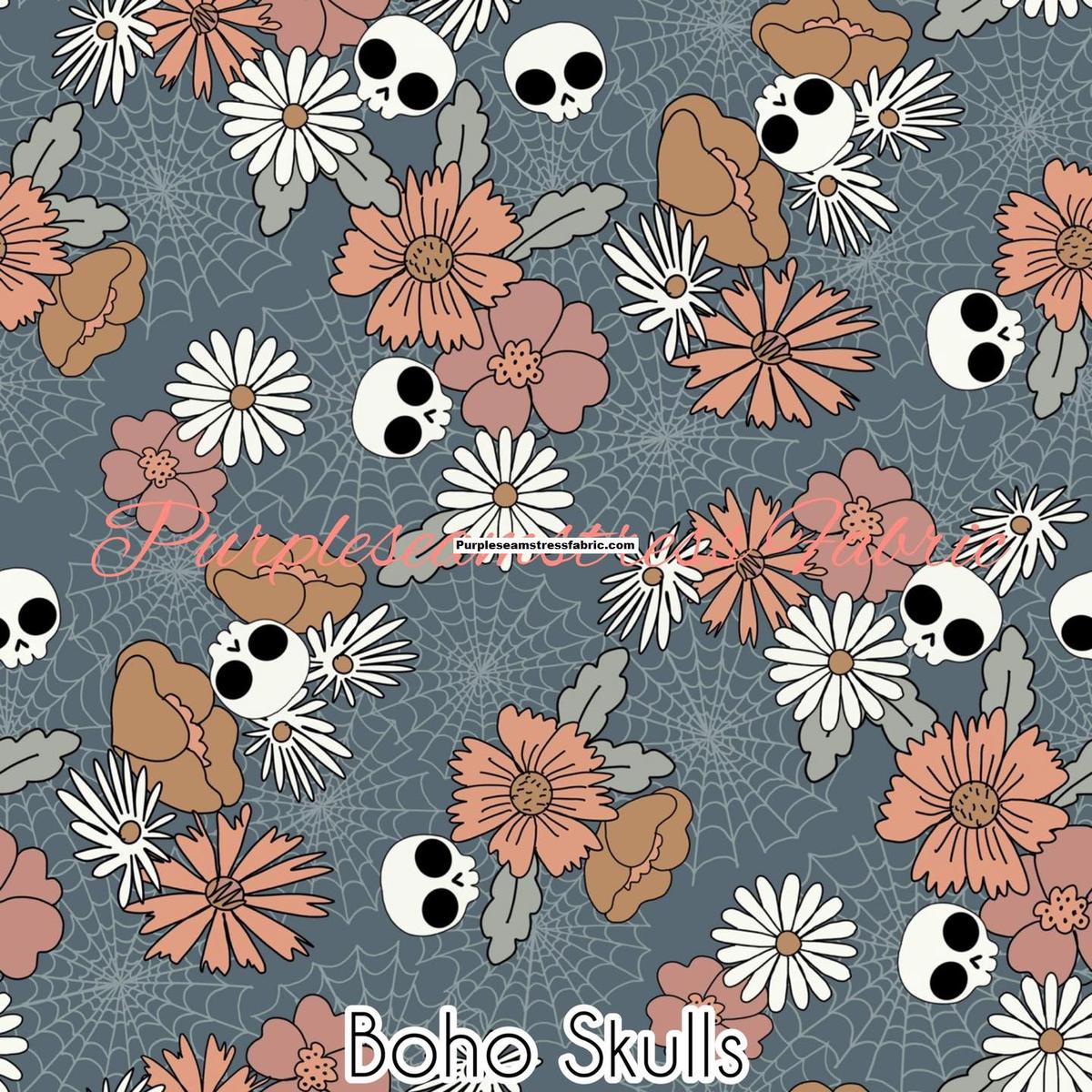 Boho Skulls  Fabric