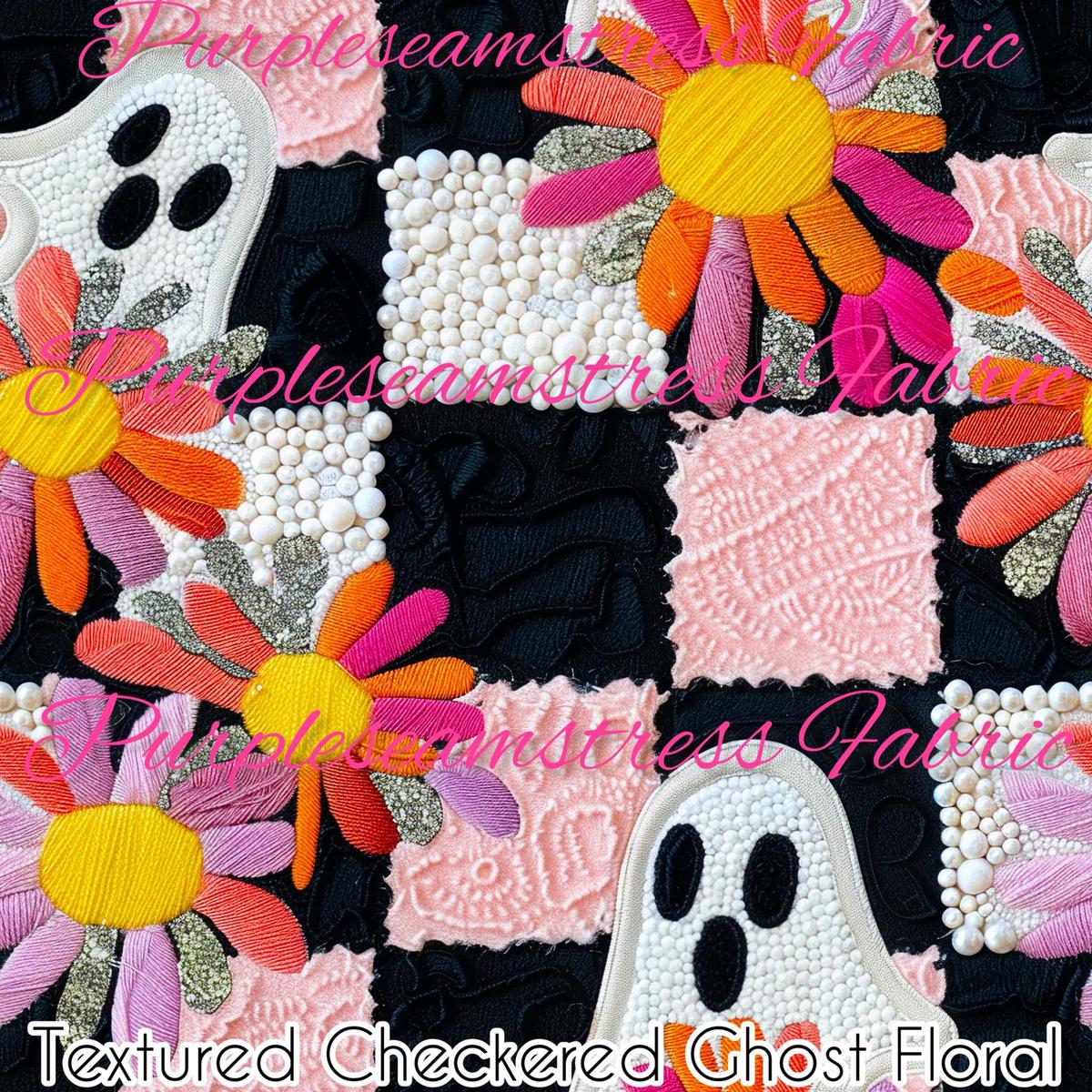 Checkered Ghost Floral  Fabric
