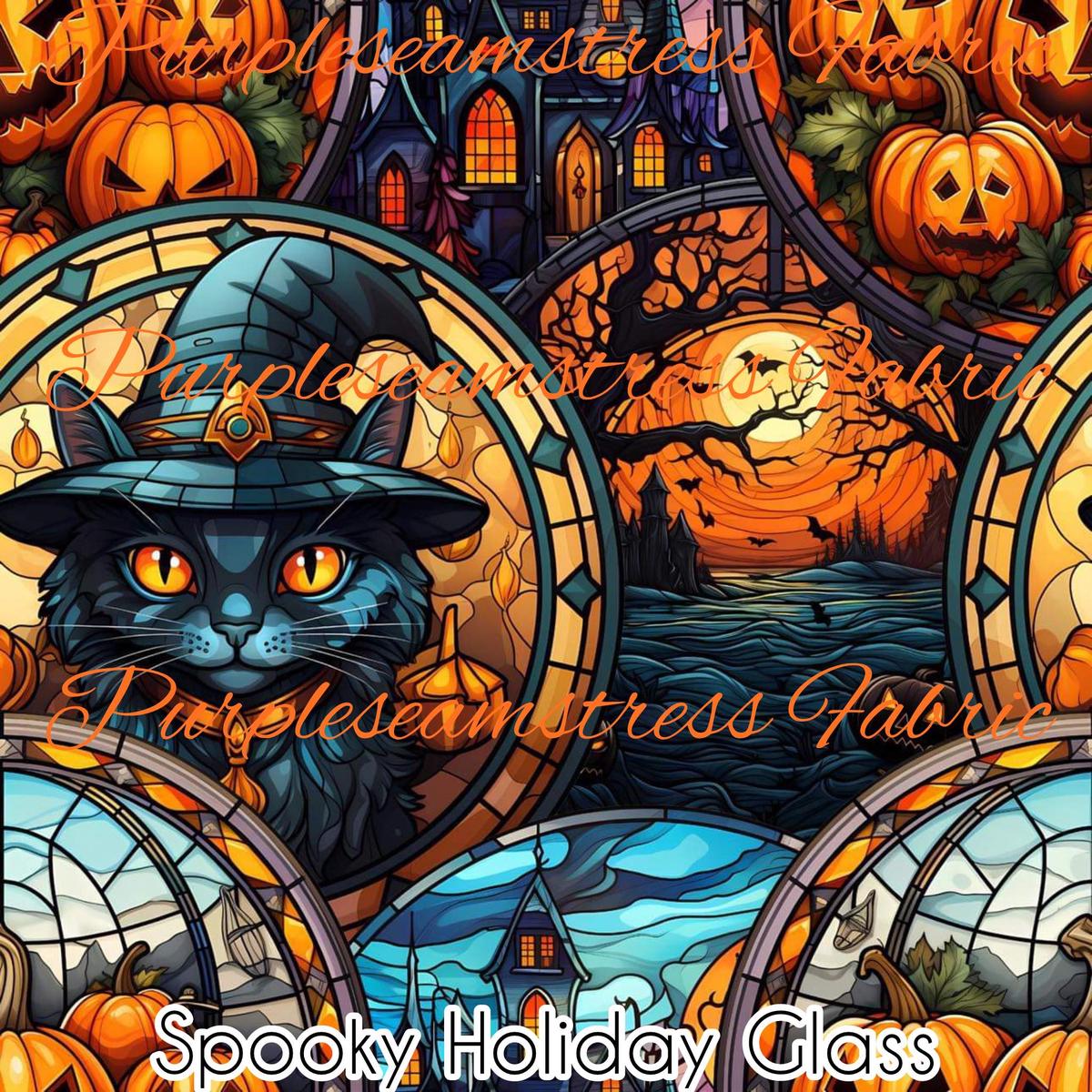 Spooky Holiday Glass  Fabric