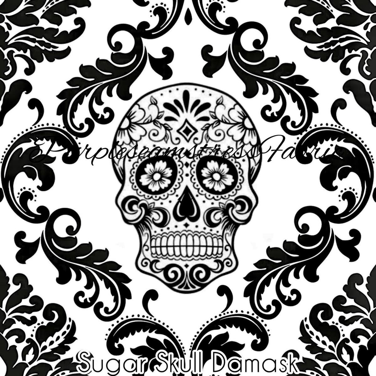 Sugar Skull Damask  Fabric