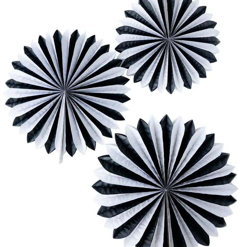 Vintage Halloween Black and Cream Oversized Tissue Fans (3pk)