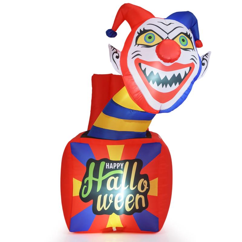 6 Ft Halloween Inflatable Clown With LED Lights, Indoor Outdoor Porch - Options