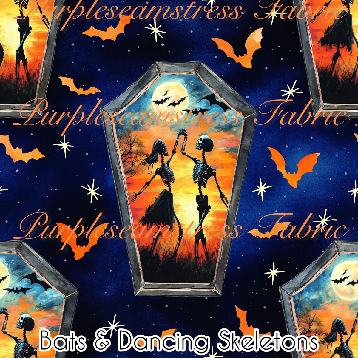 Bats & Dancing Skeletons  Fabric
