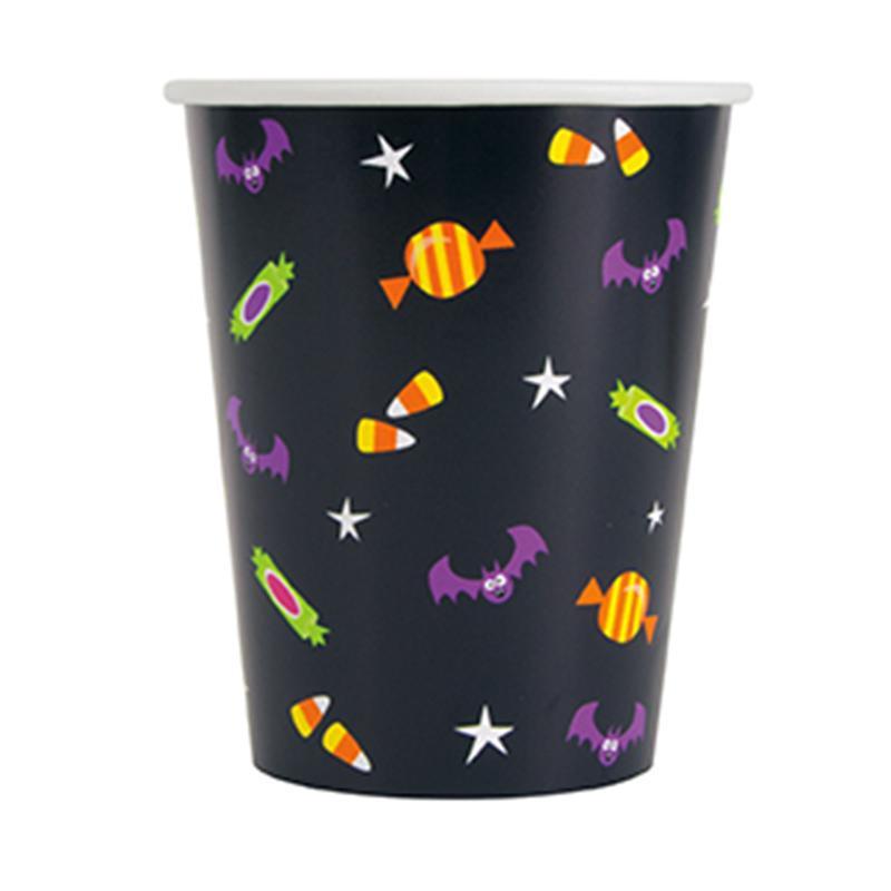 Cat & Pumpkin Paper Cups 9 Ounces, 8 per Package