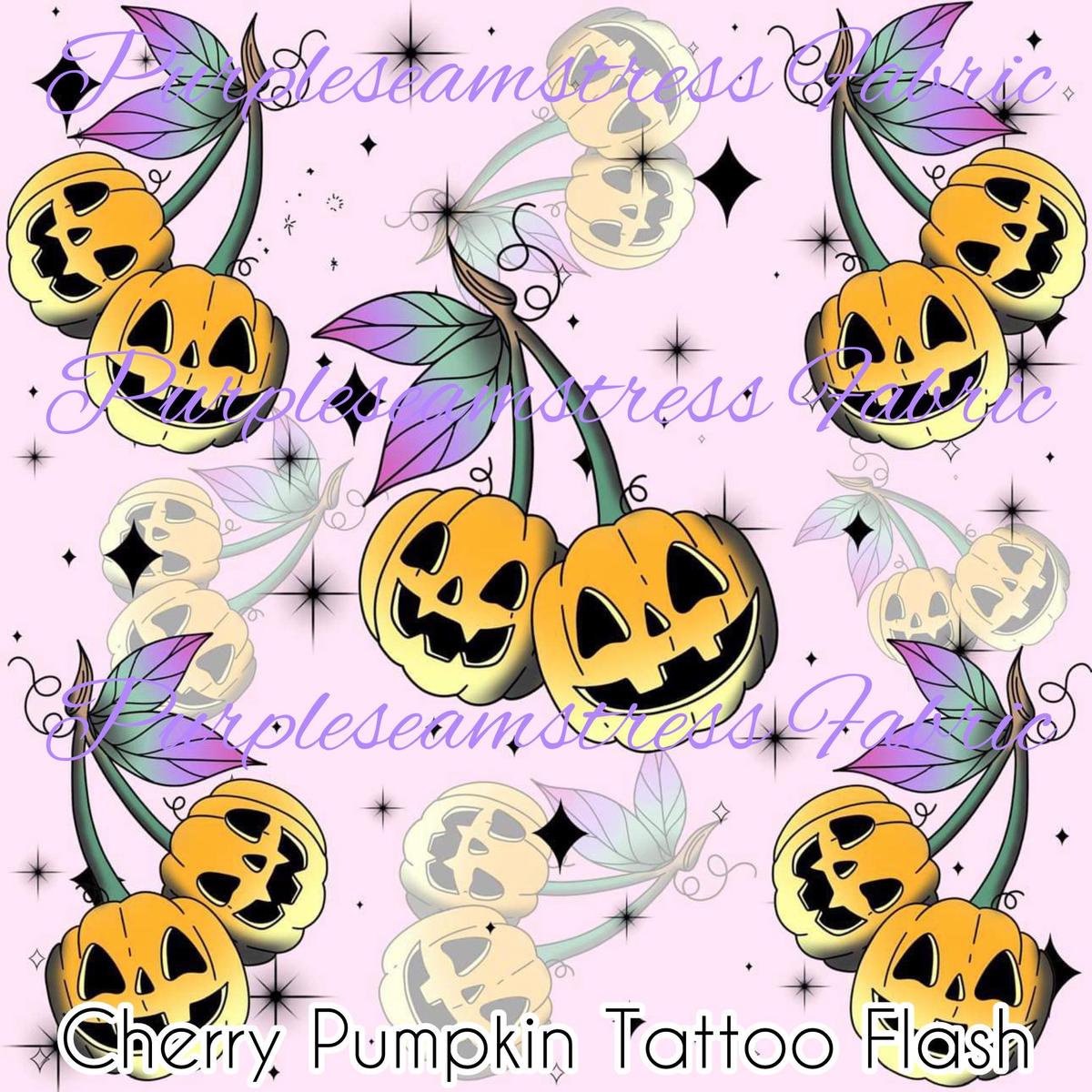Cherry Pumpkin Tattoo Flash  Fabric