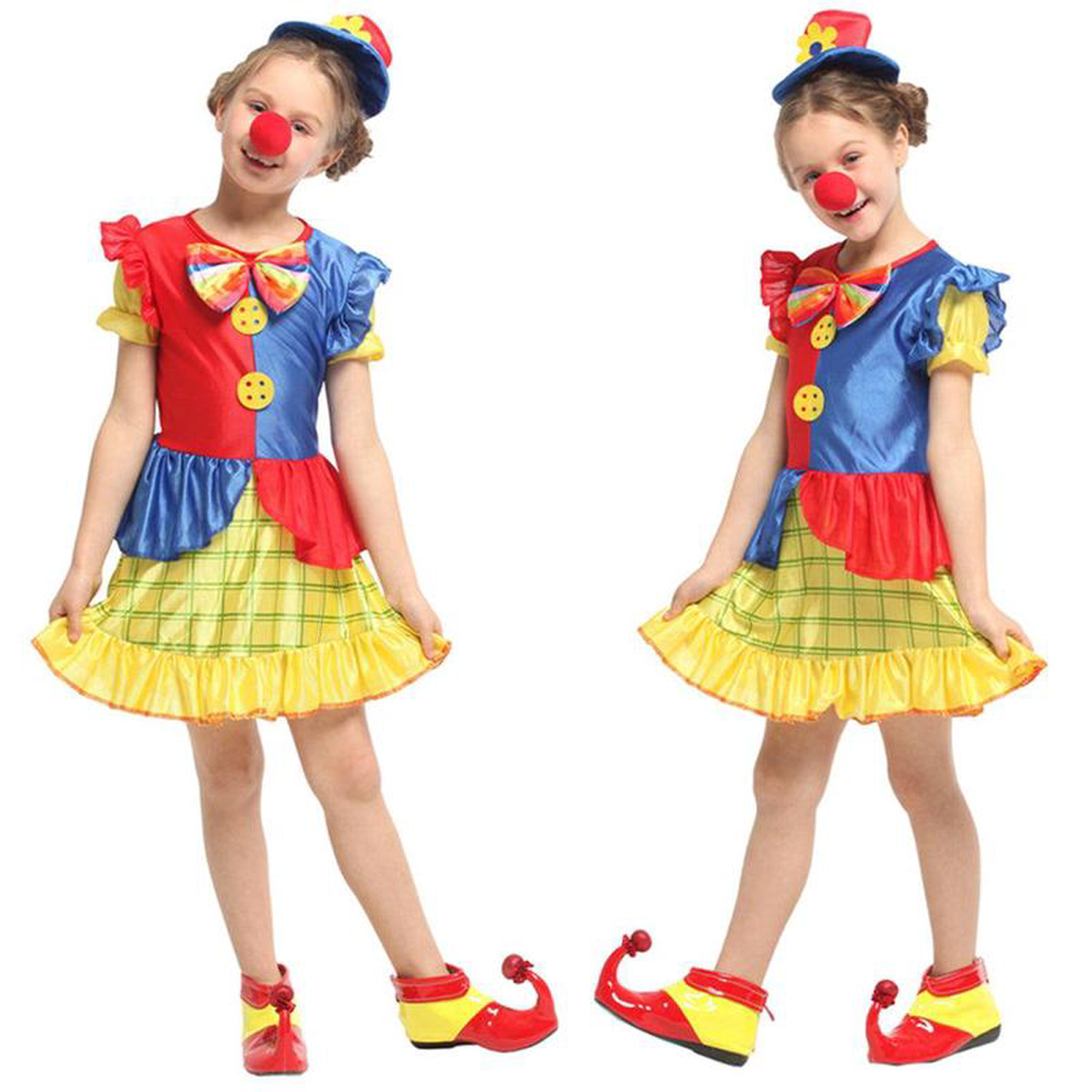 Red-Blue Cheerful Girl Clown