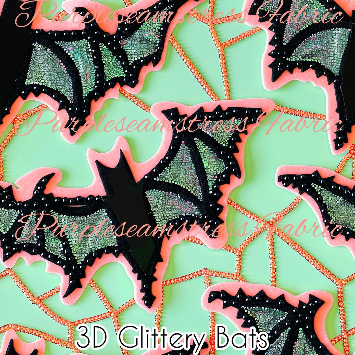 3D Glittery Bats  Fabric